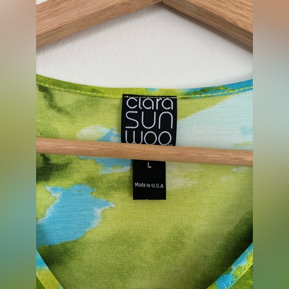 Clara Sun Woo Watercolor Tunic Top V Neck Large Boho Art to Wear - Picture 5 of 9